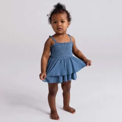 Posh Peanut Smocked Tiered Bodysuit Dress Shop