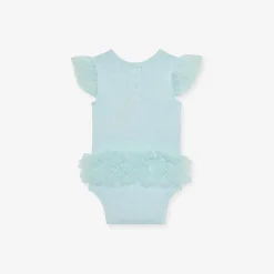 Posh Peanut Tulle Sleeve Ruffled Back Bodysuit Cheap