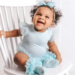 Posh Peanut Tulle Sleeve Ruffled Back Bodysuit Cheap