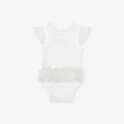 Posh Peanut Tulle Sleeve Ruffled Back Bodysuit Best Sale