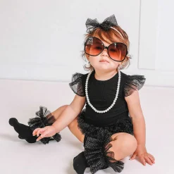 Posh Peanut Tulle Sleeve Ruffled Back Bodysuit Online