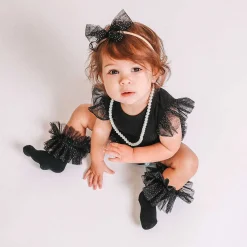 Posh Peanut Tulle Sleeve Ruffled Back Bodysuit Online