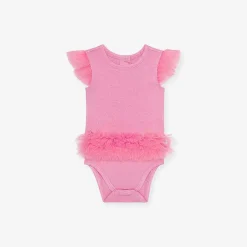 Posh Peanut Tulle Sleeve Ruffled Back Bodysuit Store