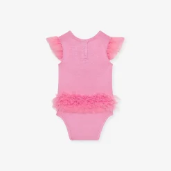 Posh Peanut Tulle Sleeve Ruffled Back Bodysuit Store