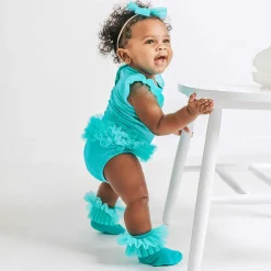 Posh Peanut Tulle Sleeve Ruffled Back Bodysuit Cheap