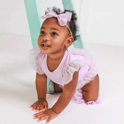 Posh Peanut Tulle Sleeve Ruffled Back Bodysuit Clearance