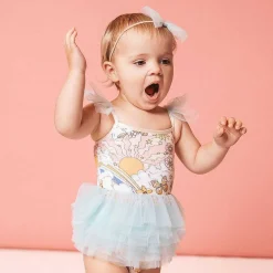 Posh Peanut Tulle Smocked Bodysuit Dress Sale