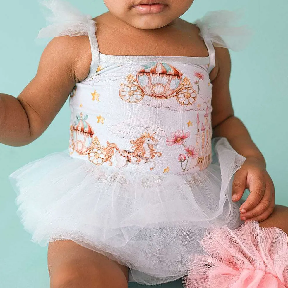 Posh Peanut Tulle Smocked Bodysuit Dress Outlet